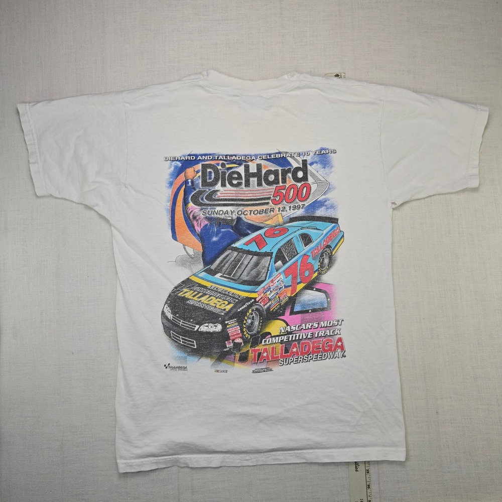 VTG DieHard 500 NASCAR Talladega T Shirt Competitors View White Mens Large 1997